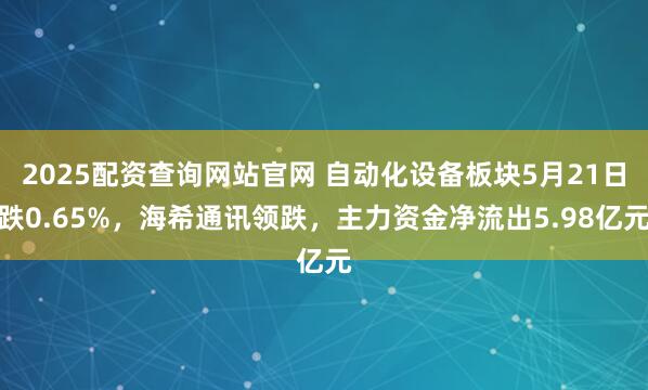 2025配资查询网站官网 自动化设备板块5月21日跌0.65%，海希通讯领跌，主力资金净流出5.98亿元