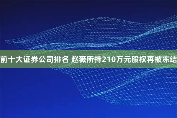 前十大证券公司排名 赵薇所持210万元股权再被冻结